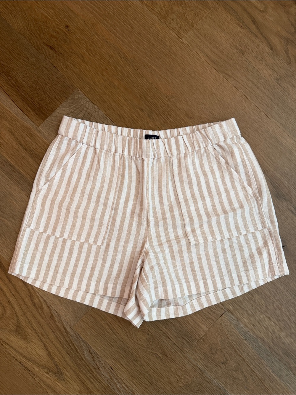 Light Tan Stripe Women’s Linen-Blend Shorts